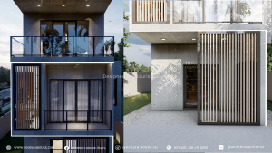detail facade of townhome 3D rendering