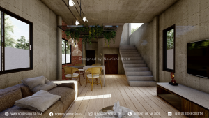 interior of dining area loft style