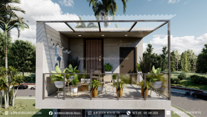 Terrace Roof Top with plants in pot and sunroof